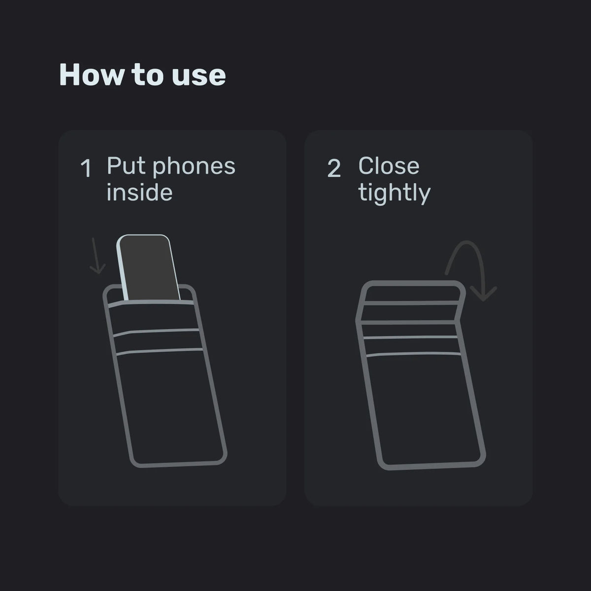 How to use Faraday Sleeve Prime: put phones inside and close tightly