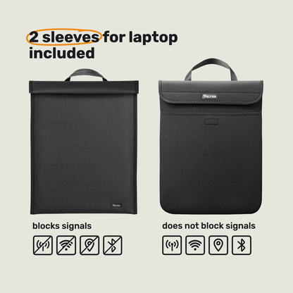 Faraday backpack: 2 laptop sleeves included