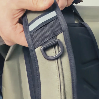 Faraday backpack: strap and D-ring detail