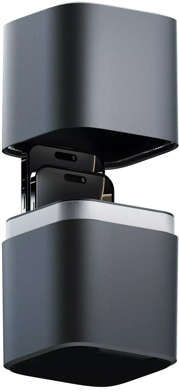 Velter Faraday capsule with smartphones inside