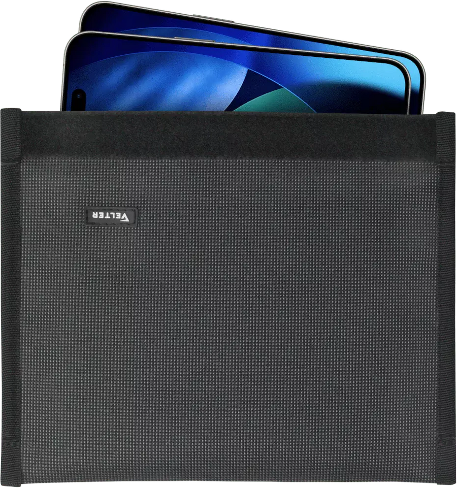 Velter Faraday phone sleeve Fold holding two smartphones