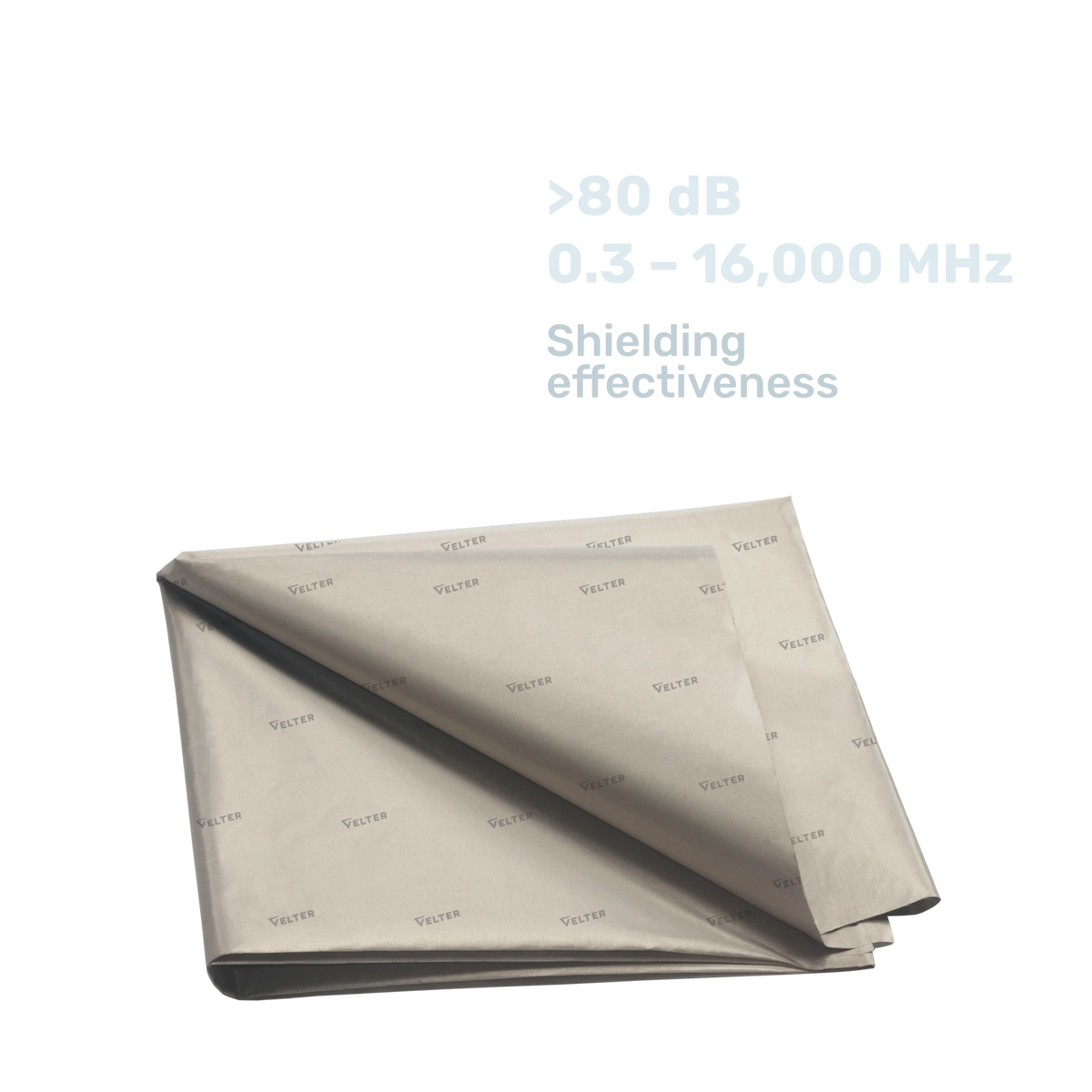 Folded sheet of Faraday shielding fabric