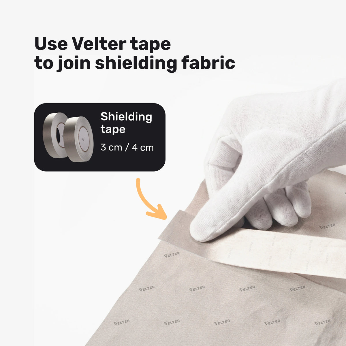 Velter shielding tape joins shielding fabric