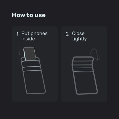 How to use Faraday Sleeve Prime: put phones inside and close tightly