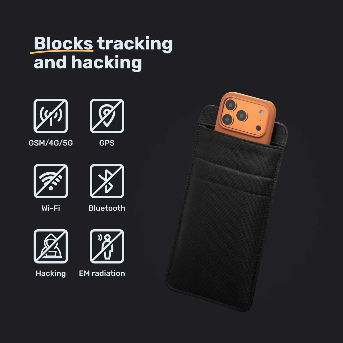Faraday Sleeve Prime blocks tracking and hacking: GSM, GPS, Wi-Fi, Bluetooth