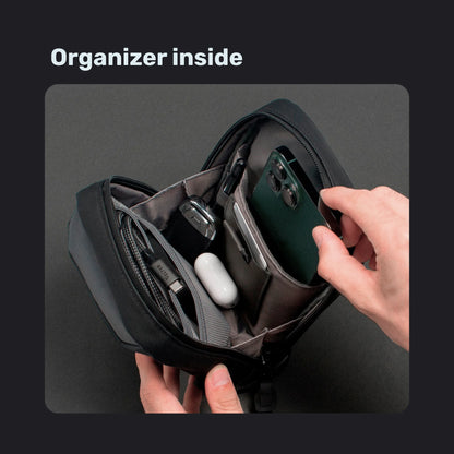 Sling Bag with Faraday Sleeve: organizer inside