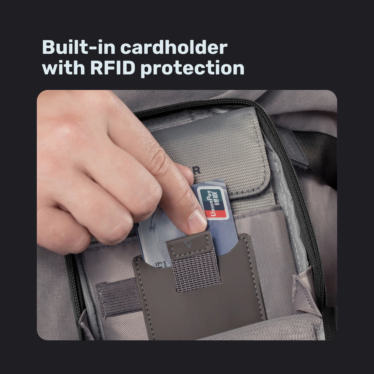 Sling bag built-in cardholder with RFID protection