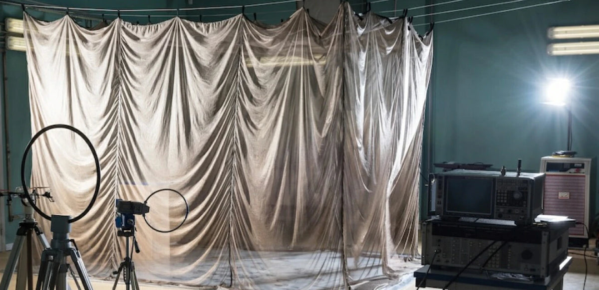 Room shielded with Faraday fabric